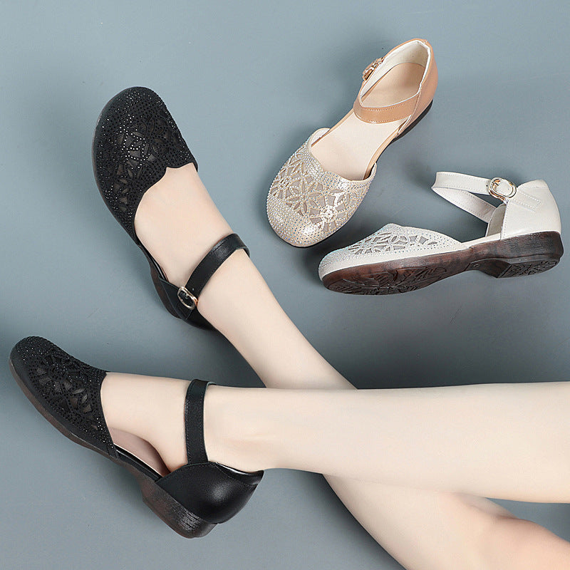 Damen Ballerinas mit funkelndem Strass und eleganter Riemchen-Detail R&B
