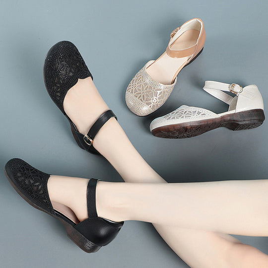 Damen Ballerinas mit funkelndem Strass und eleganter Riemchen-Detail R&B