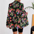 R&B | Blazer Slim Passform Maßgeschneiderter Schnitt Blumenmuster Weicher Glänzender Stoff