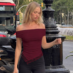 Damen Charmantes Off-Shoulder Top R&B
