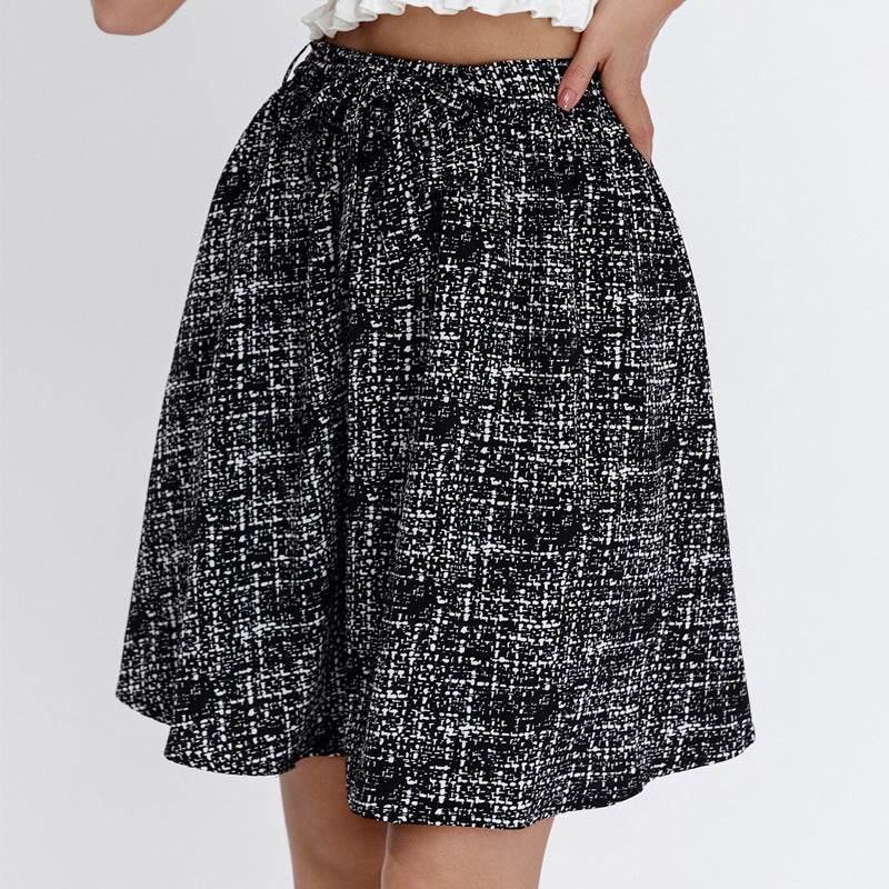Damen Midirock mit elegantem Karomuster und weitem Schnitt R&B