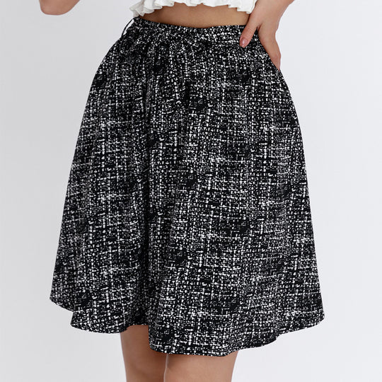 Damen Midirock mit elegantem Karomuster und weitem Schnitt R&B