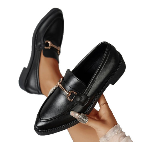 Damen Elegante und modische Loafer mit goldener Kettendekoration R&B