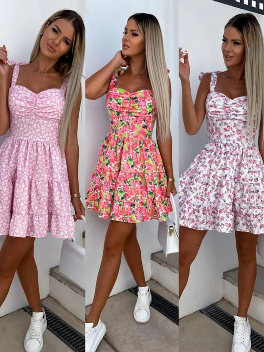 Damen Sommerliches Blümchenkleid mit taillierten Rüschendetails R&B