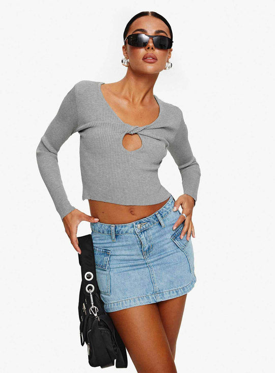 Damen Crop-Top mit Rüschendetails und schmalem Bindewirbel R&B