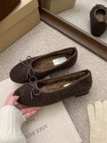 Damen Fleece Ballerinas mit flexiblem Absatz R&B