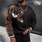 Herren Sweatshirt mit plüschiger Bärenapplikation