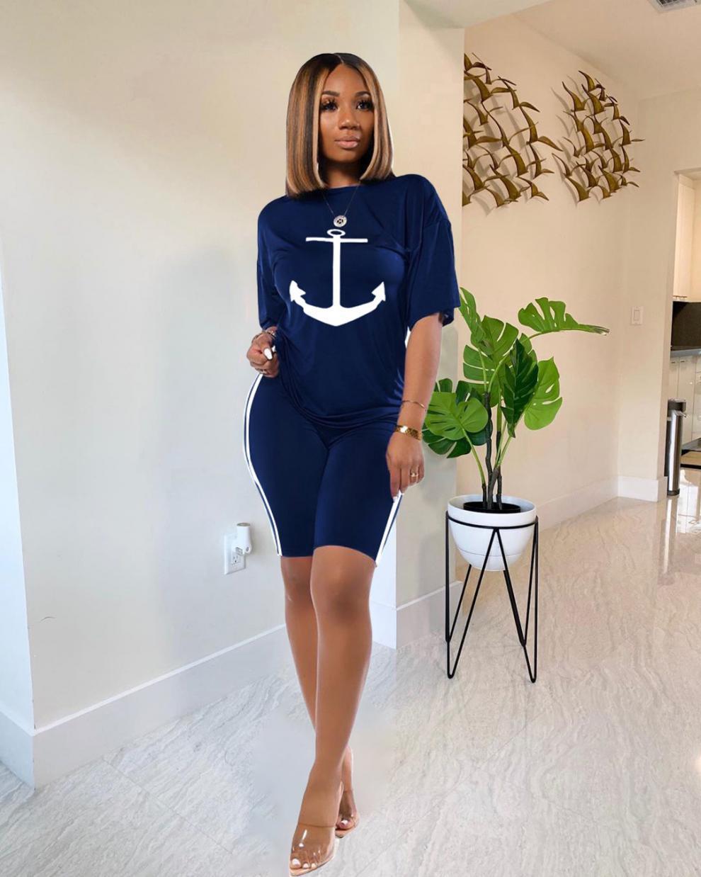 Damen Sportliches Zweiteiler-Set mit Ankerdesign R&B