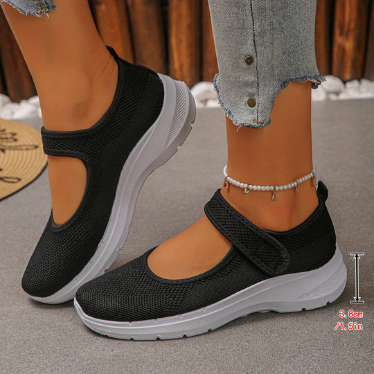 Damen Sportliche Slip-On Sneakers mit atmungsaktivem Mesh-Obermaterial und elastischen Riemen R&B