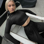 Damen Sportliches Set aus Langarm-Oberteil und elastischer High-Waist-Hose R&B