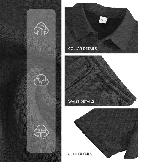 Herren nan strukturiertes Poloshirt- und Bermudashorts-Set aus gesteppter Baumwollmischung R&B