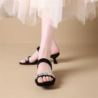 Damen elegante Slipper mit funkelnden Strassverzierungen R&B