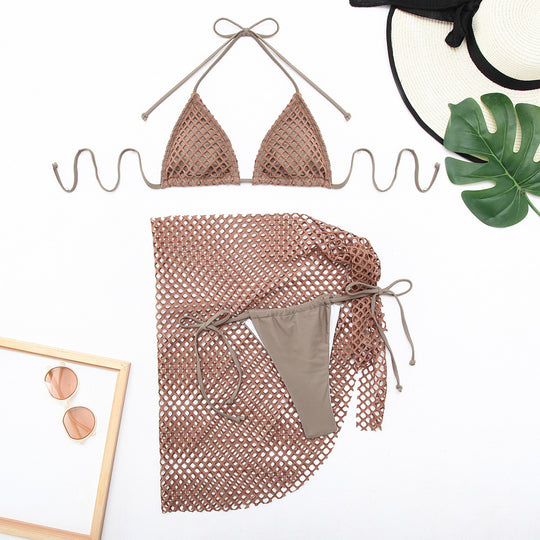 Damen Bikini-Set mit innovativem Netzdesign und trendigem Wickelrock R&B
