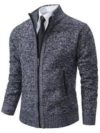 Herren modische Strickjacke mit hohem Kragen und durchgehendem Reißverschluss R&B