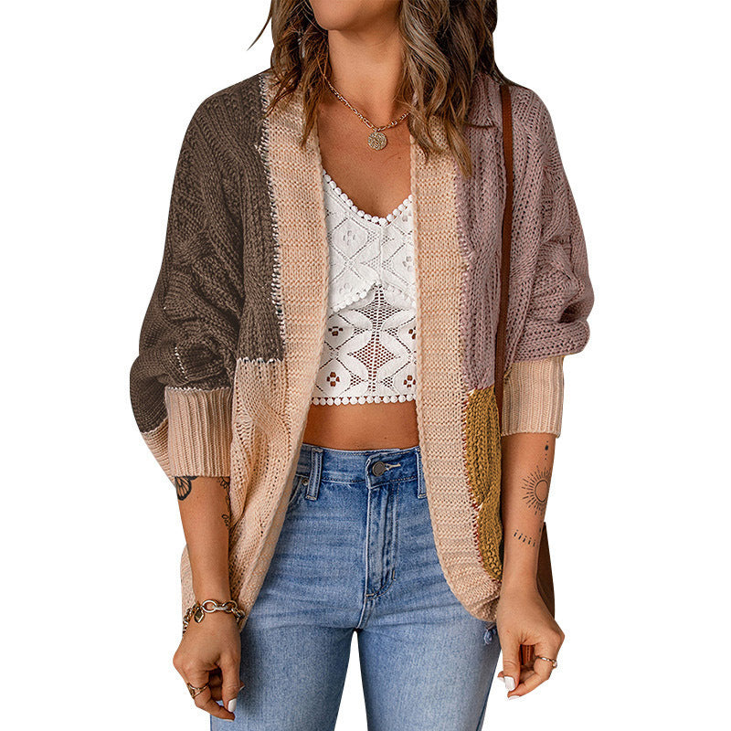 Damen Grobstrickjacke mit buntem Muster und lässiger Passform R&B