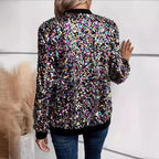 Damen Funktionsjacke mit glitzerndem Paillettendesign und bequemen Bündchen EB