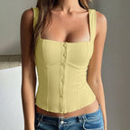 Damen Tailliertes Top mit Knopfdetail R&B