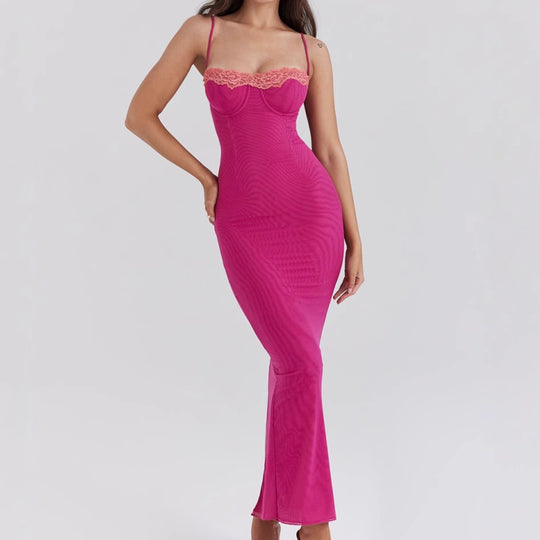 Damen Maxikleid mit raffiniertem Bustier-Oberteil und figurbetontem Schnitt R&B