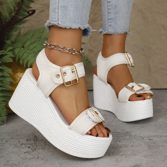 Damen Sportliche Plateau-Sandalen mit verstellbaren Riemen R&B