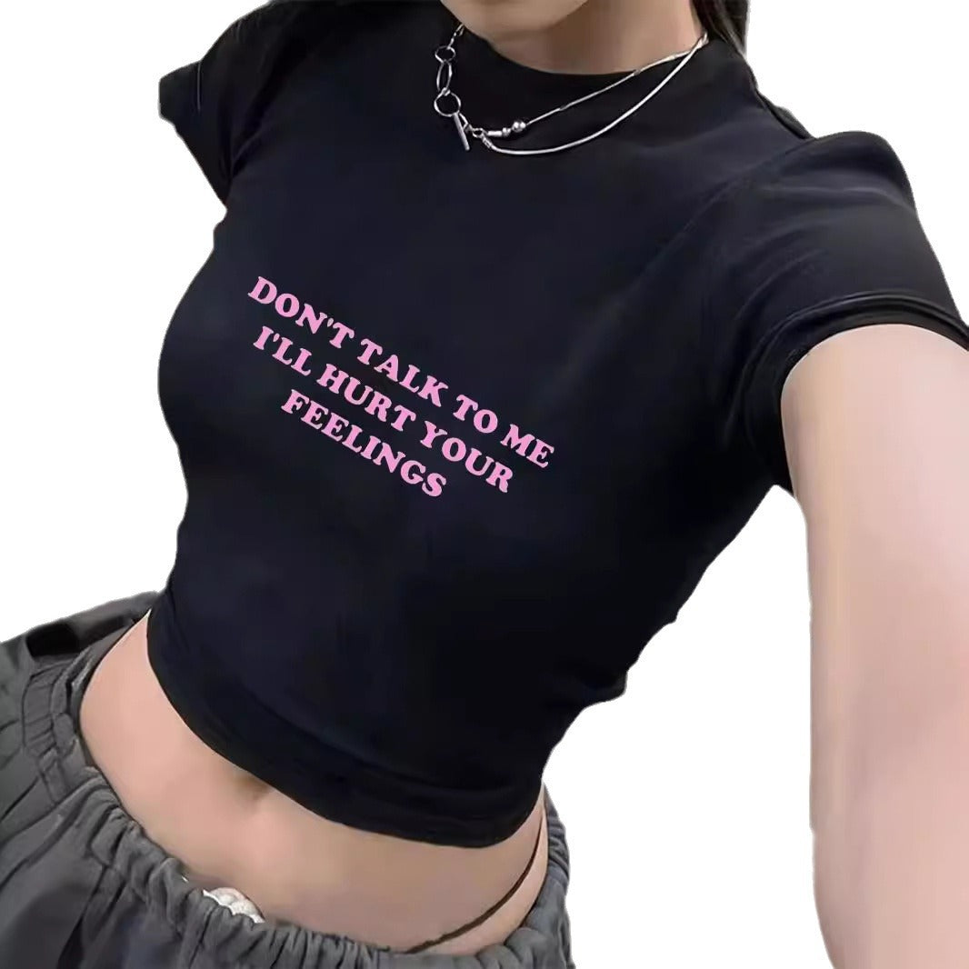 Damen Crop-T-Shirt mit auffälligem Statement-Print R&B 1777452337