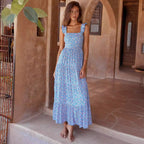 Damen Maxikleid mit trendigem Volant und floralem Muster R&B