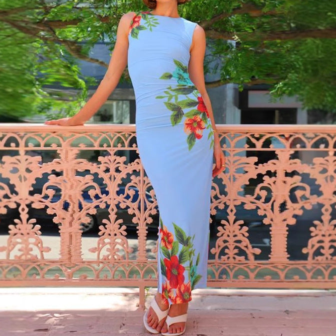 Damen Maxikleid mit floralem Muster und figurbetontem Schnitt R&B
