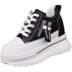 Damen Sportliche Sneaker mit Plateau und Reißverschluss