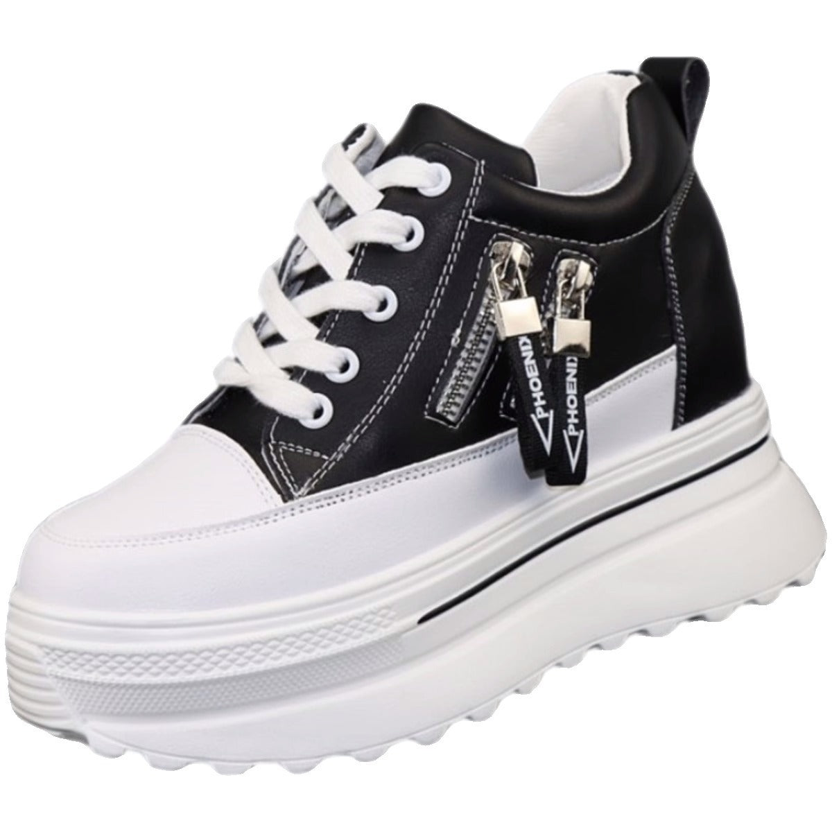 Damen Sportliche Sneaker mit Plateau und Reißverschluss