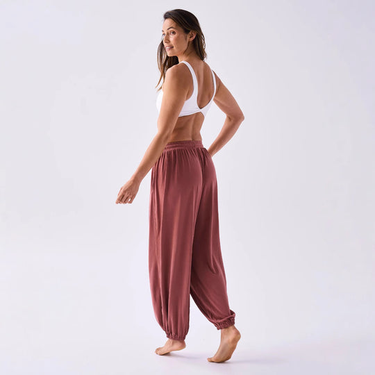 Damen lässige Freizeithose mit elastischem Bund und seitlichen Taschen R&B