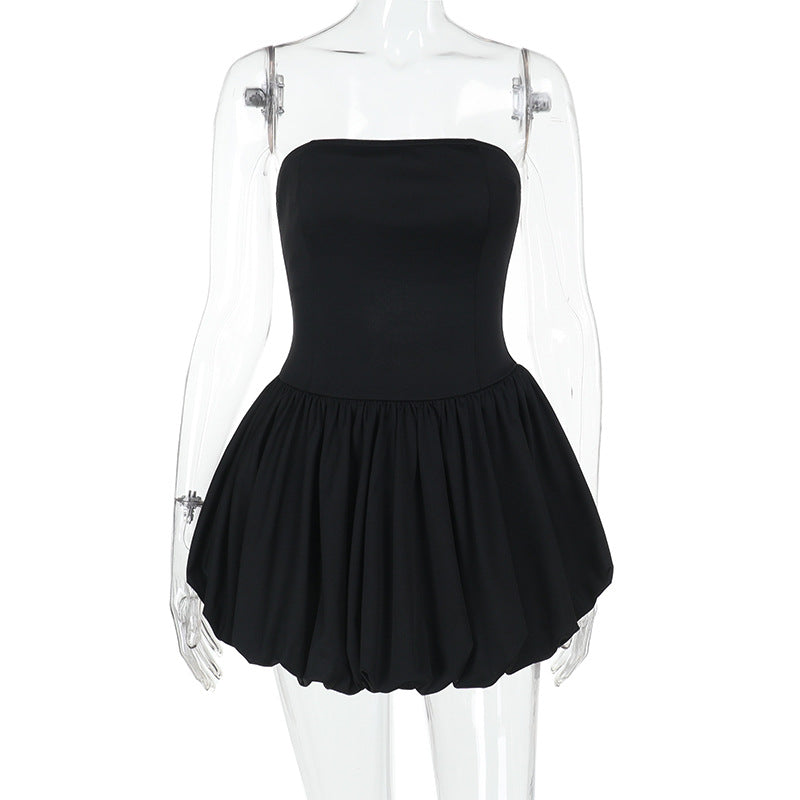 Damen elegantes Bandeaukleid mit voluminösem Rock
