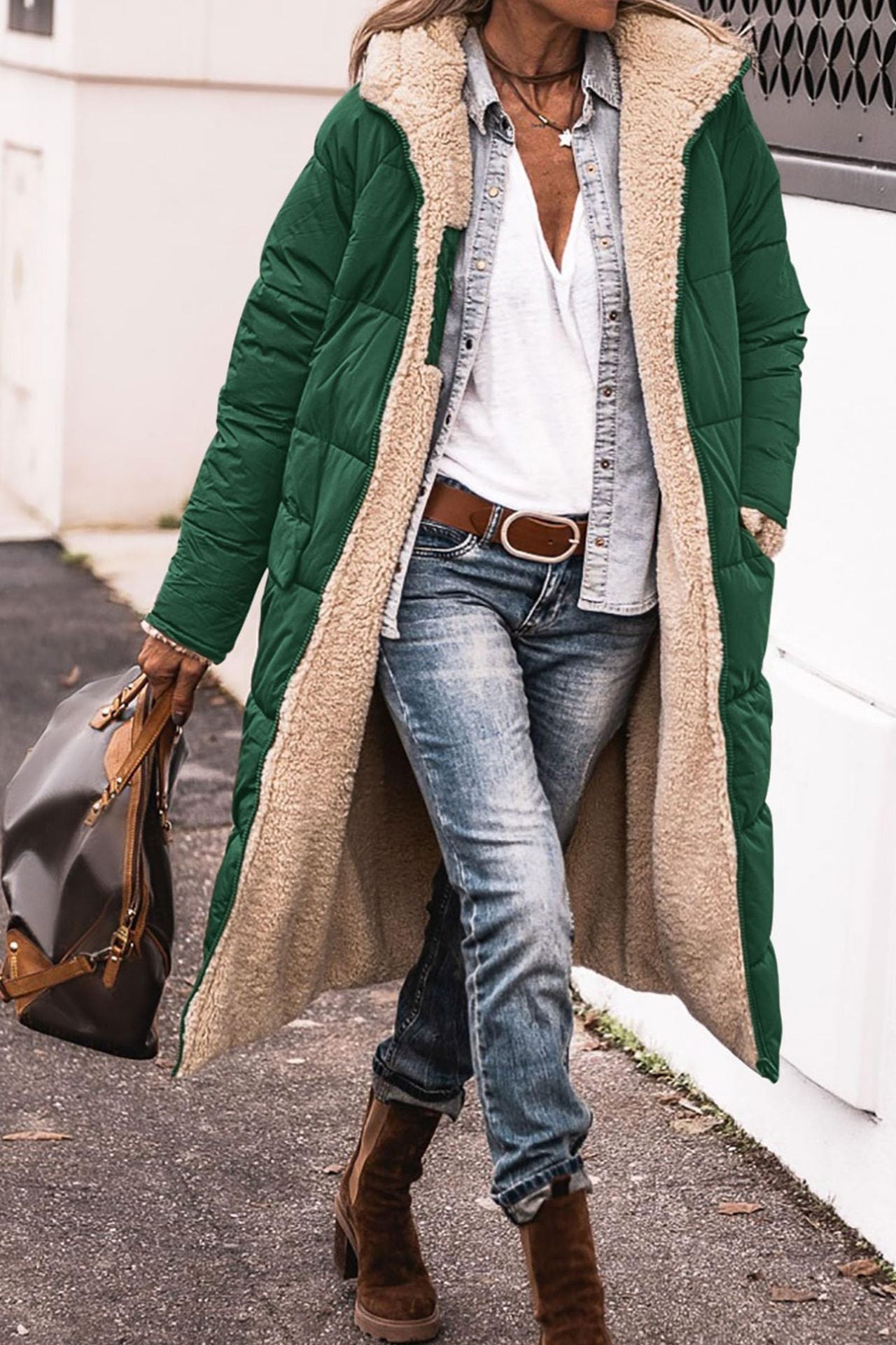 Damen kuscheliger Winterparka mit hochwertigem Teddyfutter und praktischen Taschen R&B