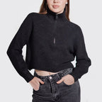 Damen Pullover mit hohem Kragen und Zip