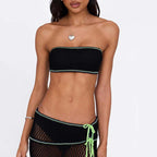 Damen stylisches Netz-Bikinioberteil mit passendem Überwurf R&B