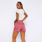 Damen Baumwoll-Shorts mit elastischem Bund und Streifenmuster R&B