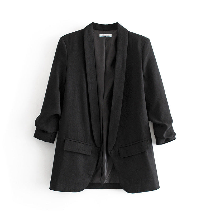 Damen eleganter Blazer mit gekrempelten Ärmeln und praktischen Taschen R&B