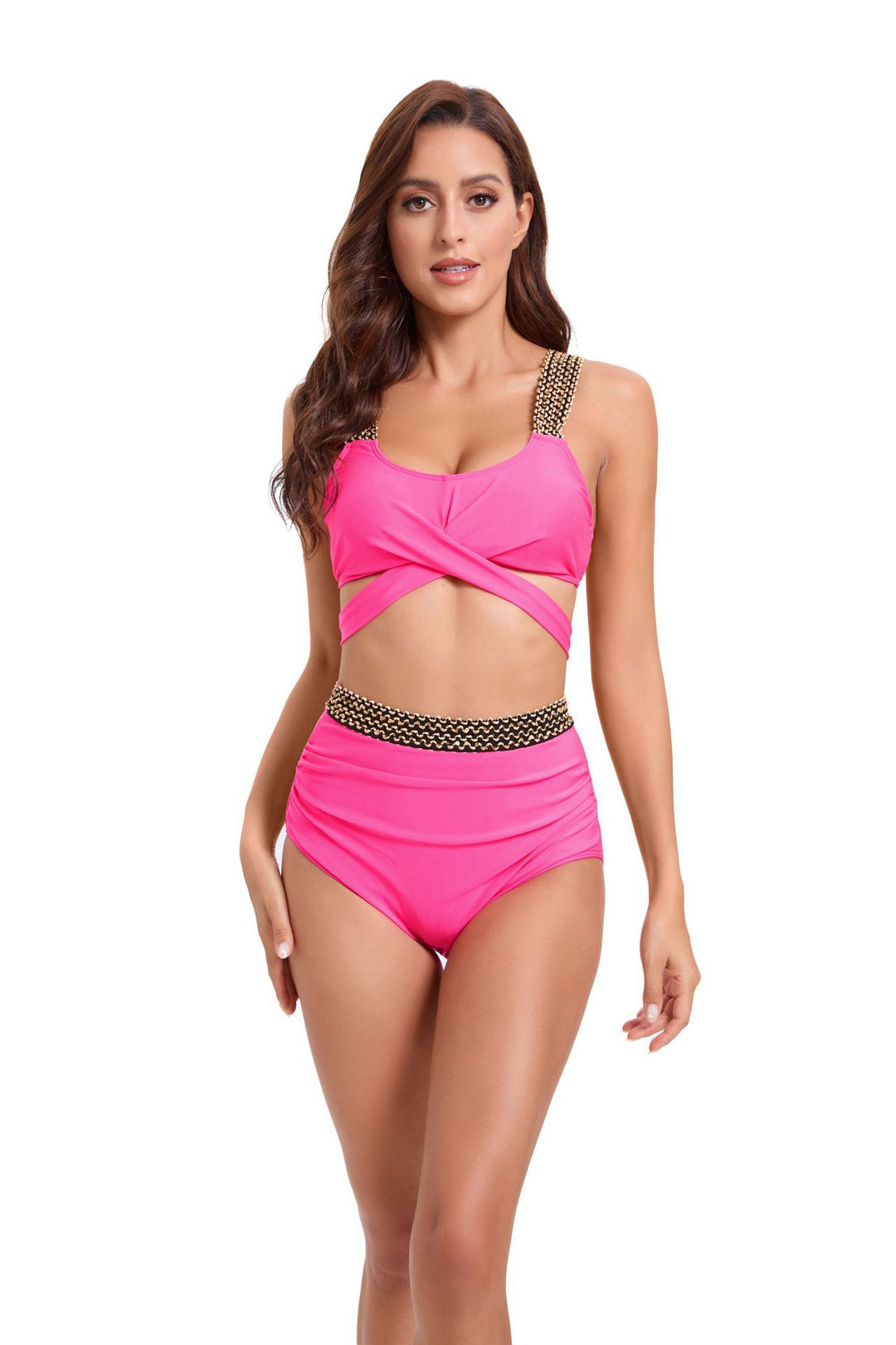 Damen Sportliches Bikini-Set mit raffiniertem Wickeldesign und verstellbaren Trägern R&B