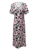 Damen Maxikleid mit V-Ausschnitt und modischem Tierdruck R&B