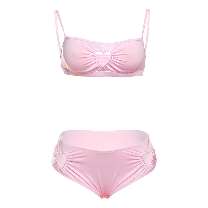 Damen Zweiteiliges Bikiniset mit Herz-Ausschnitten und Rüschen R&B