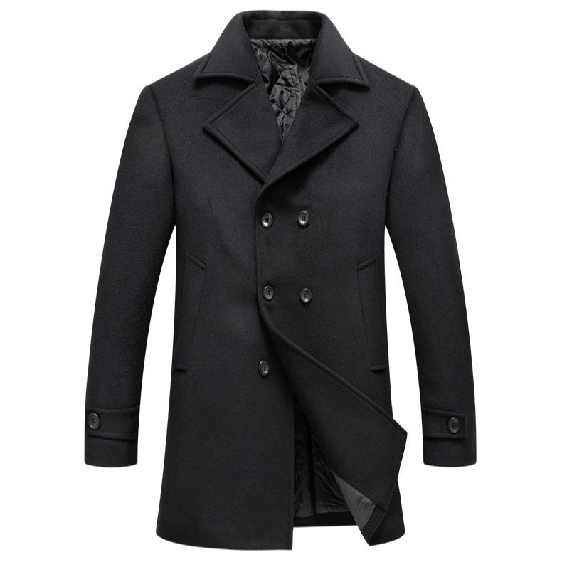Herren stilvoller und eleganter Übercoat mit doppelter Knopfreihe R&B