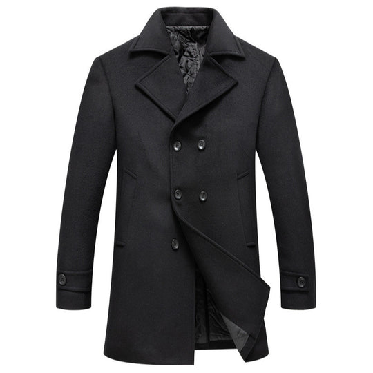 Herren stilvoller und eleganter Übercoat mit doppelter Knopfreihe R&B