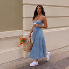 Damen Maxikleid mit zarter Korsett-Details R&B