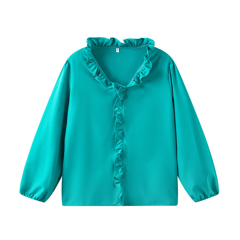 Damen Bluse mit Rüschendetails und elegantem Stehkragen R&B