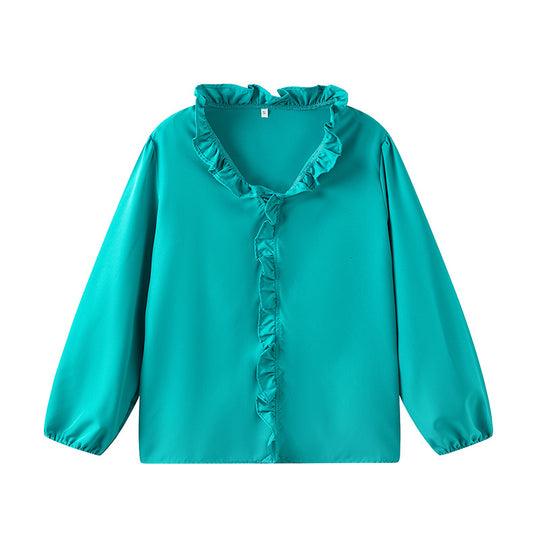 Damen Bluse mit Rüschendetails und elegantem Stehkragen R&B