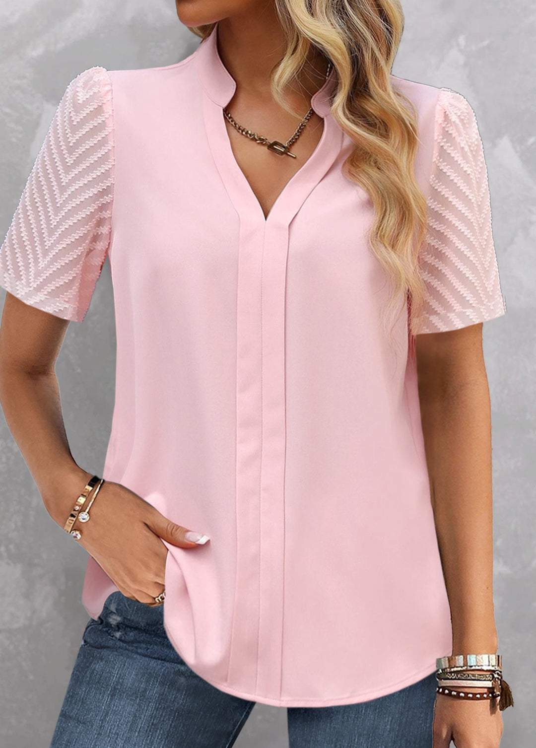 Damen Chic Bluse mit strukturierter Spitze R&B