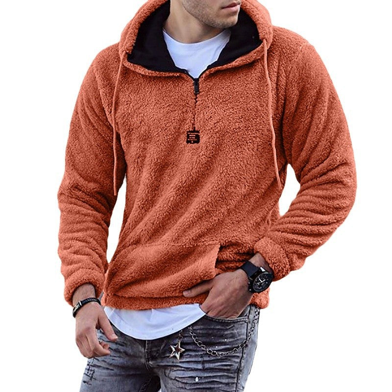 Herren Kuscheliger Hoodie mit halbem Reißverschluss im trendigen Design