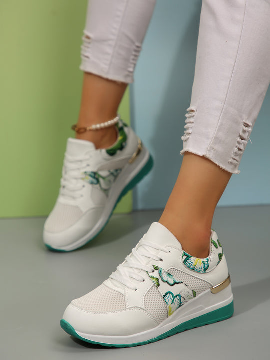 Damen sportive Sneaker mit floralen Akzenten R&B
