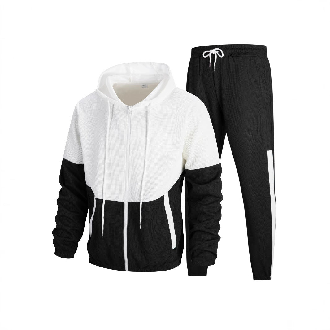 Herren modischer Trainingsanzug mit leistungsstarkem Funktionsmaterial und stylischem Blockdesign R&B
