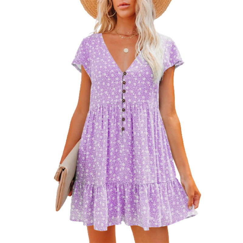 Damen Sommerkleid mit floralen Mustern und Knopfdetails R&B