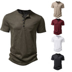 Herren Kurzarm-Henley-Shirt mit klassischem Knopfdesign