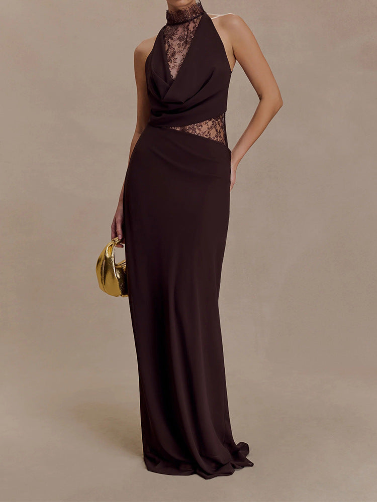 Damen Elegantes Bodenkonturen-Kleid mit exquisiter Spitzeneinlage R&B